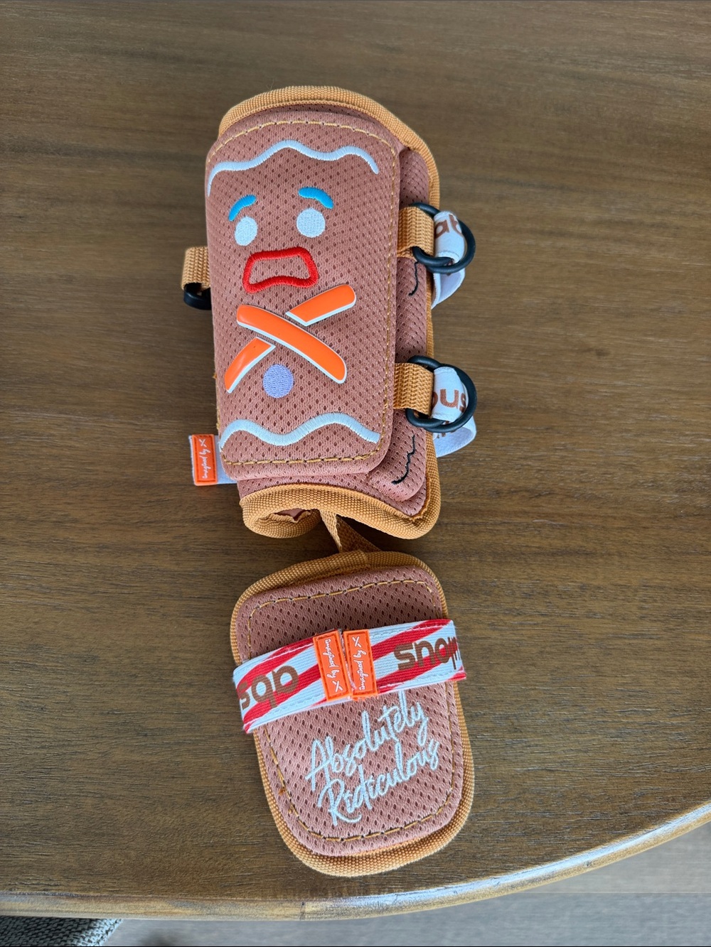 Kids Gingerbread Grip Slippers in Brown with Orange Accents